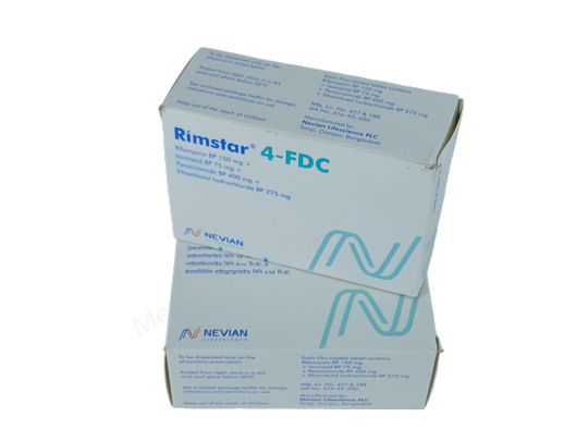 Rimstar 4-FDC- Generic Ethambutol + Isoniazid + Pyrazinamide + Rifampicin- Nevian Lifescience Pharma