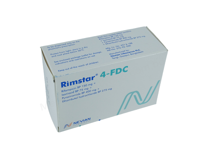 Rimstar 4-FDC- Generic Ethambutol + Isoniazid + Pyrazinamide + Rifampicin- Nevian Lifescience Pharma